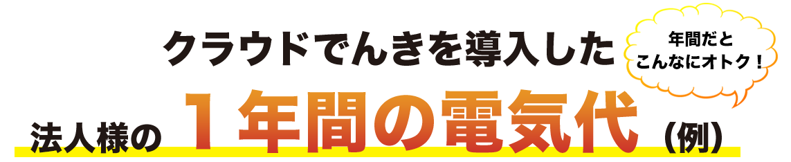 クラウドでんきを導入した法人様の1年間の電気代（例）